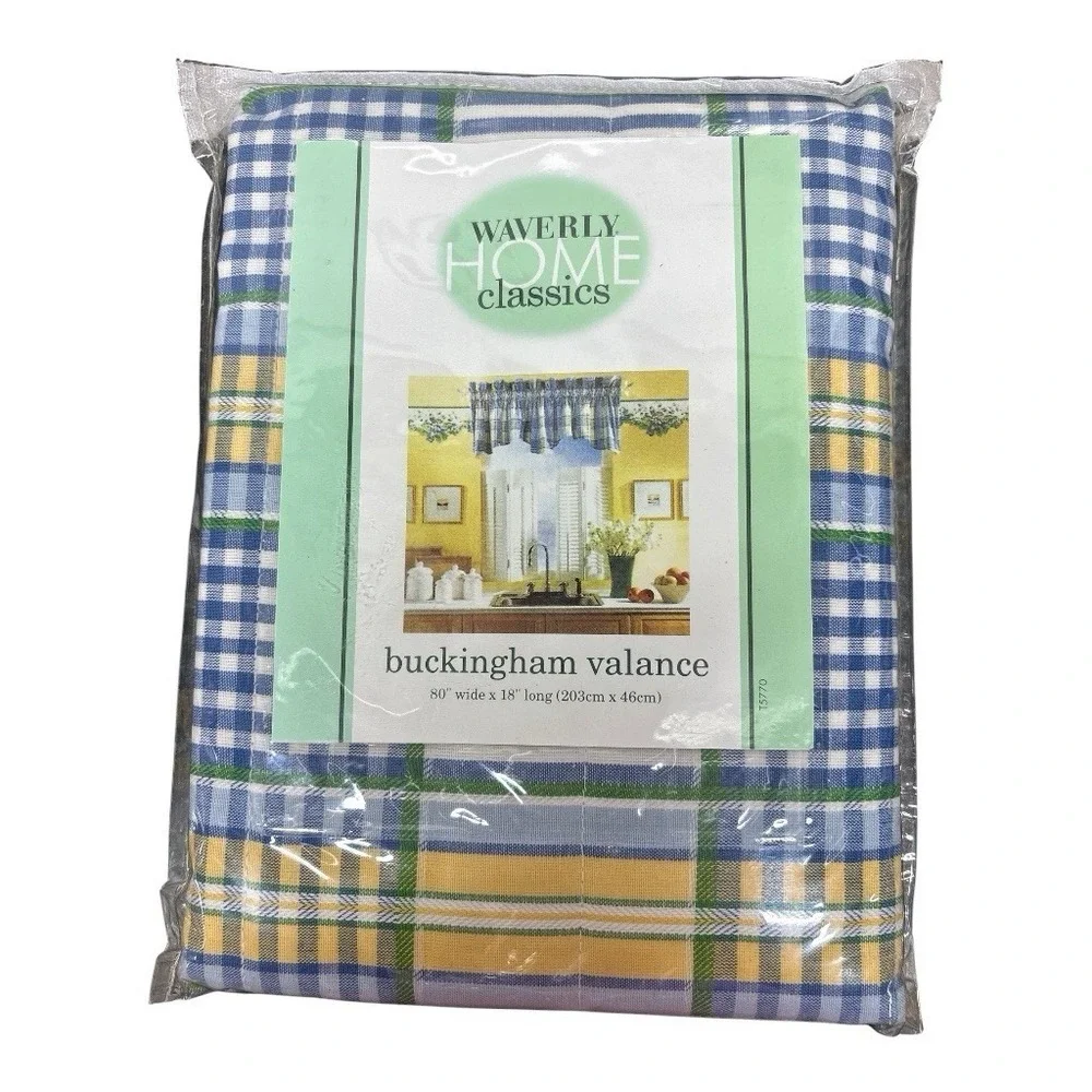 Waverly Buckingham Plaid Curtain Valances (2) Country Cottagecore NEW 80